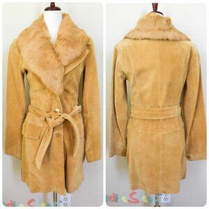 *Marciano* GUESS;  Tan Suede Rabbit Hair Jacket Coat, size SMALL.  GORGEOUS!